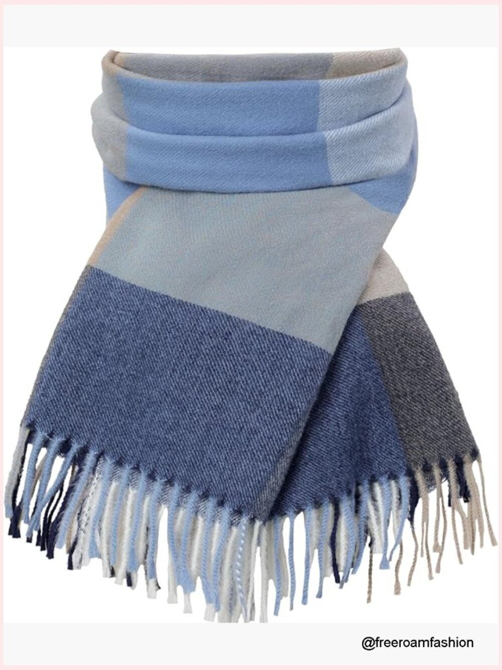 Soft Plaid Blanket Scarf with Tassels, Warm Winter Wrap
